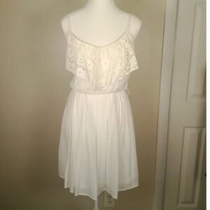 NWT BCX Dress Womens Ivory Lace Ruffle Spaghetti Strap Mini Dress‎ Size M